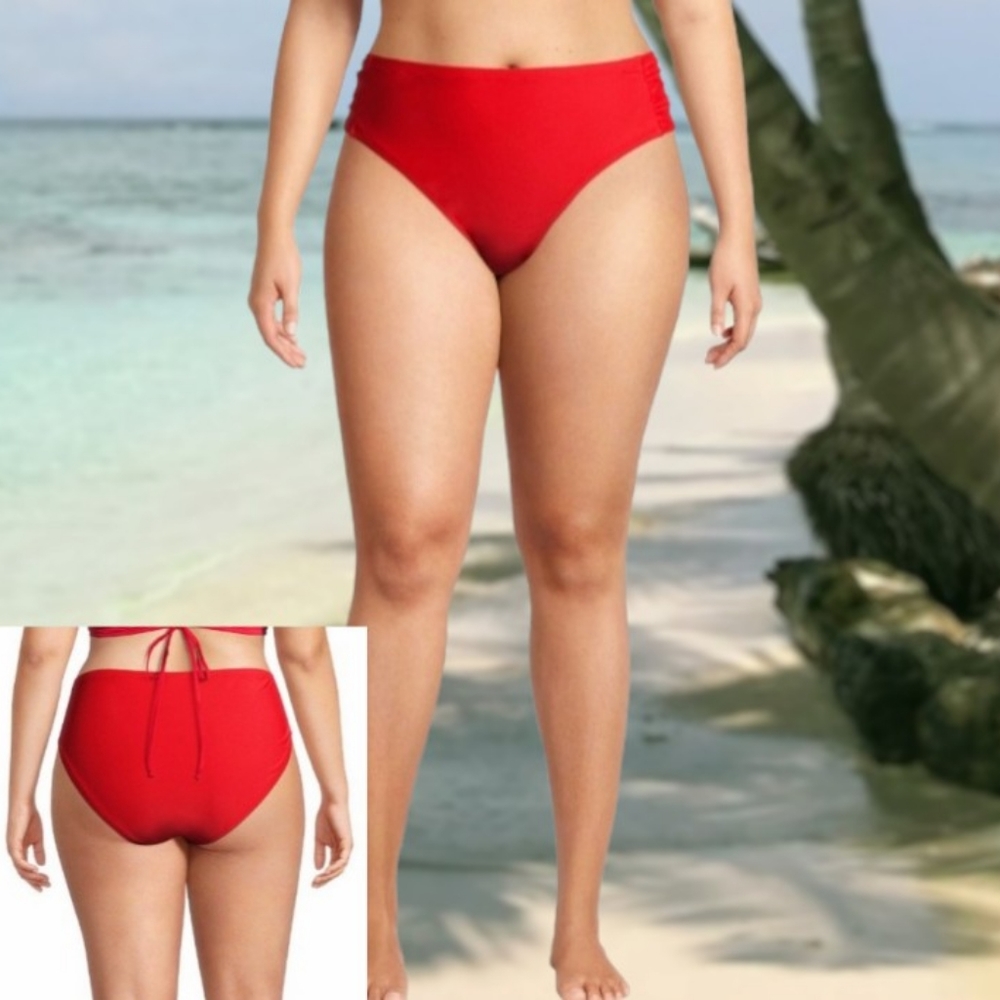 New TIME & TRU Plus Size Ruched Sides Hipster Bikini Swim Bottoms